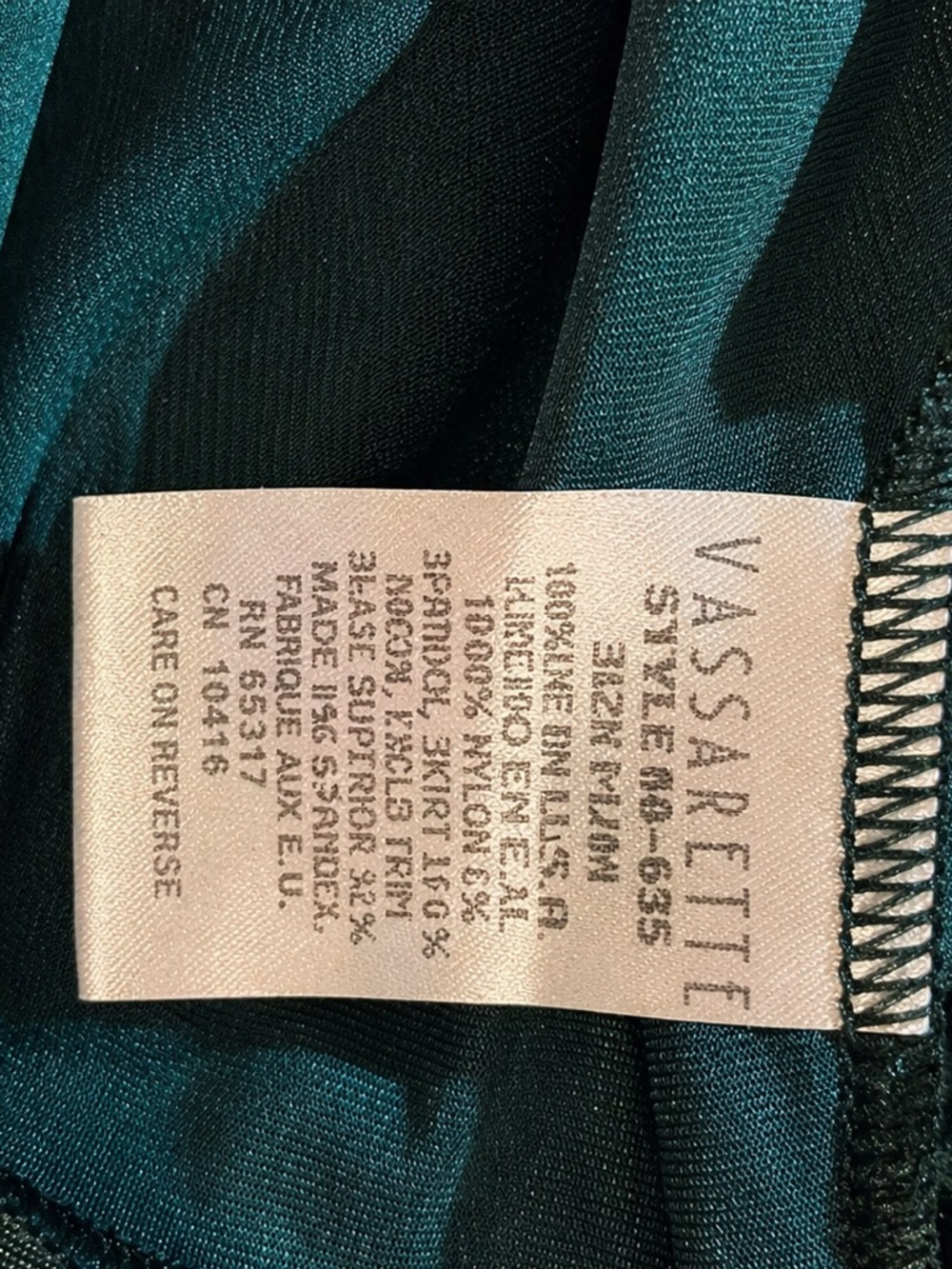 Vintage Vassarette Emerald Nightgown Lace Slip Dress 90s M - Picture 6 of 7